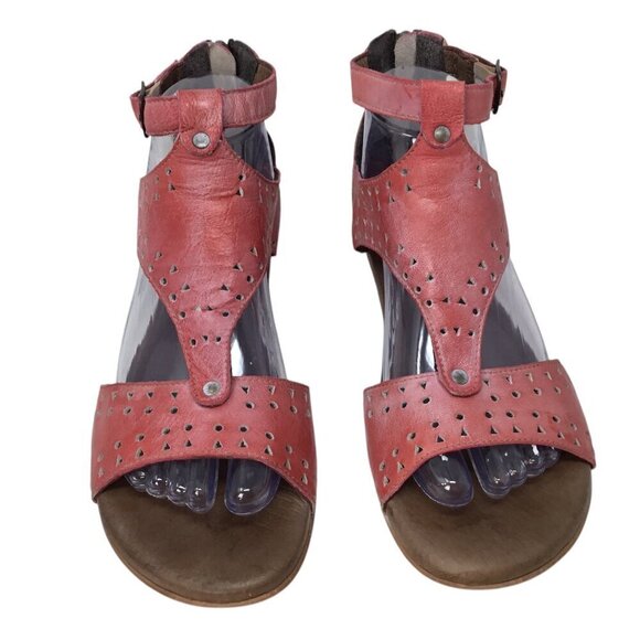 Roan by Bed Stu Kit Cutout Gladiator Leather Sandals Ankle Zip Back Size 7 Flats - Picture 7 of 12